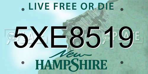 5XE8519 New Hampshire License Plate