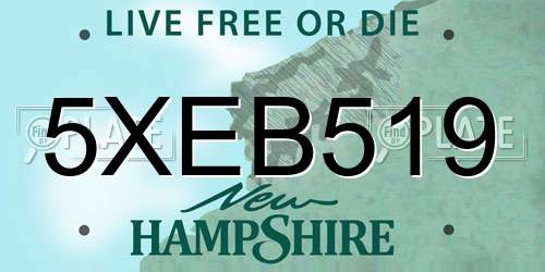 5XEB519 New Hampshire License Plate