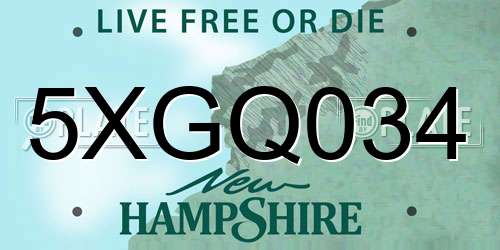 5XGQ034 New Hampshire License Plate