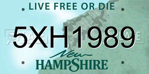 5XH1989 New Hampshire License Plate