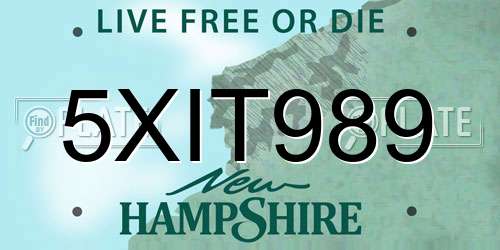 5XIT989 New Hampshire License Plate