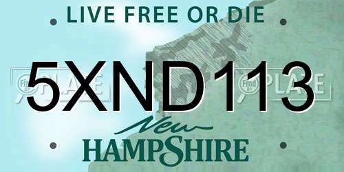 5XND113 New Hampshire License Plate
