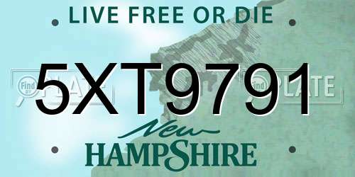 5XT9791 New Hampshire License Plate