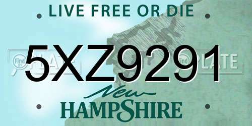 5XZ9291 New Hampshire License Plate