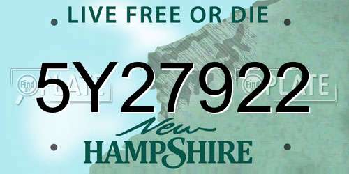 5Y27922 New Hampshire License Plate