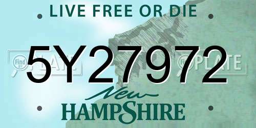 5Y27972 New Hampshire License Plate