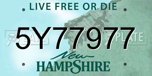 5Y77977 New Hampshire License Plate