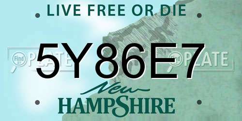 5Y86E7 New Hampshire License Plate