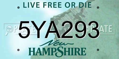 5YA293 New Hampshire License Plate
