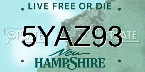 5YAZ93 New Hampshire License Plate