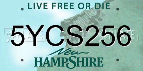 5YCS256 New Hampshire License Plate
