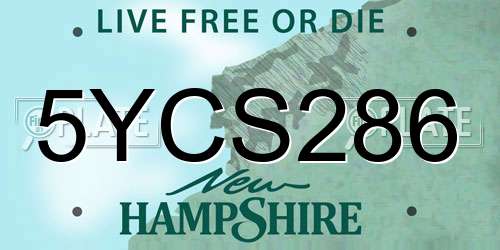 5YCS286 New Hampshire License Plate
