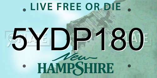 5YDP180 New Hampshire License Plate