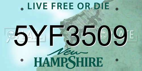 5YF3509 New Hampshire License Plate