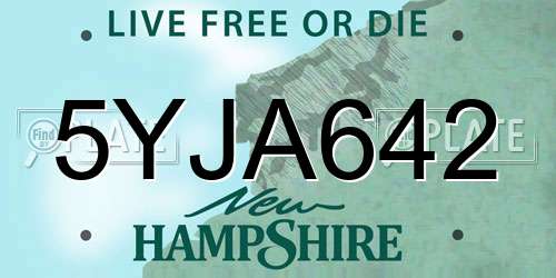 5YJA642 New Hampshire License Plate
