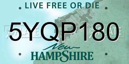 5YQP180 New Hampshire License Plate