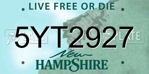 5YT2927 New Hampshire License Plate