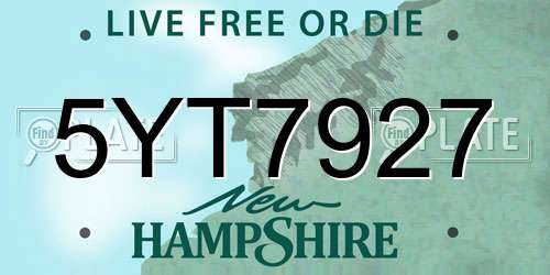 5YT7927 New Hampshire License Plate