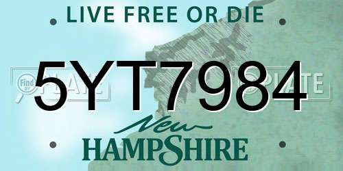 5YT7984 New Hampshire License Plate