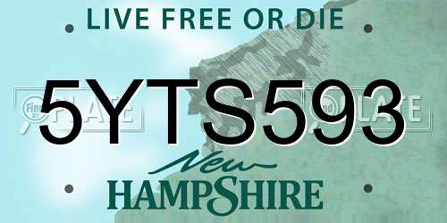 5YTS593 New Hampshire License Plate