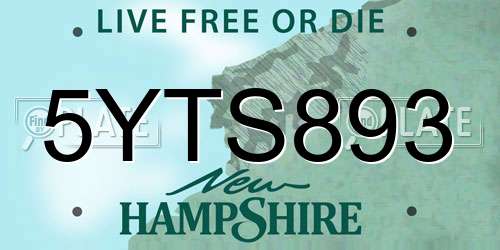5YTS893 New Hampshire License Plate