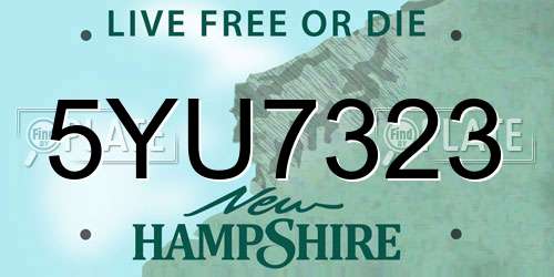 5YU7323 New Hampshire License Plate