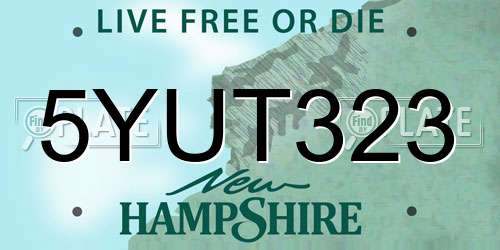 5YUT323 New Hampshire License Plate