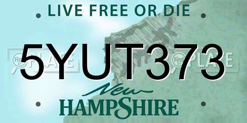 5YUT373 New Hampshire License Plate