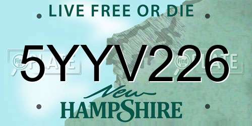 5YYV226 New Hampshire License Plate