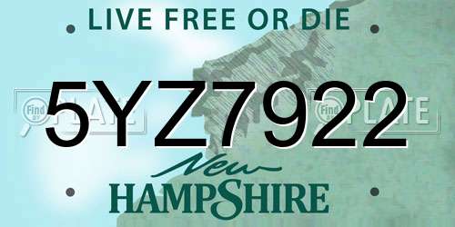 5YZ7922 New Hampshire License Plate