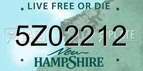 5Z02212 New Hampshire License Plate