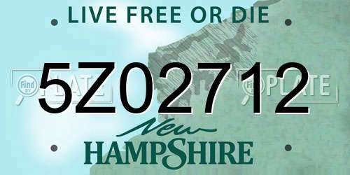 5Z02712 New Hampshire License Plate