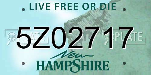5Z02717 New Hampshire License Plate