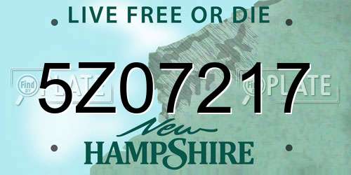 5Z07217 New Hampshire License Plate