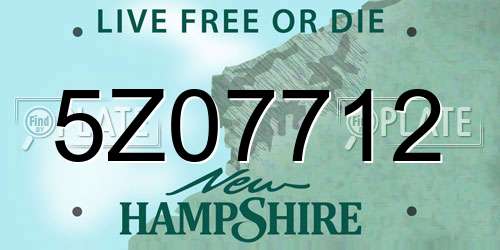 5Z07712 New Hampshire License Plate