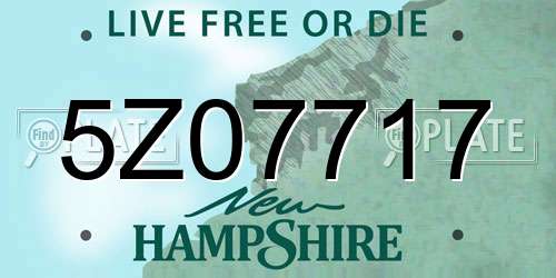 5Z07717 New Hampshire License Plate