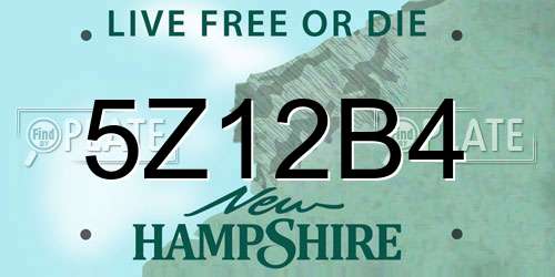5Z12B4 New Hampshire License Plate