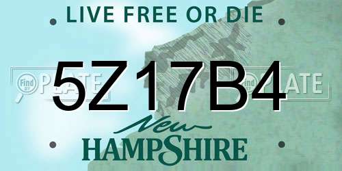 5Z17B4 New Hampshire License Plate