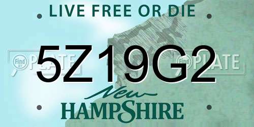 5Z19G2 New Hampshire License Plate