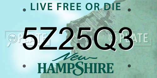 5Z25Q3 New Hampshire License Plate