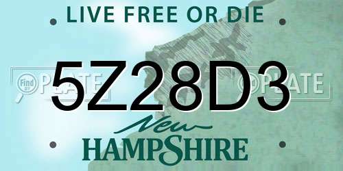 5Z28D3 New Hampshire License Plate