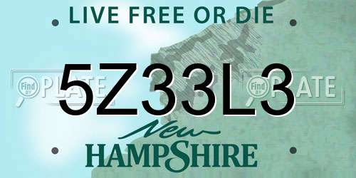5Z33L3 New Hampshire License Plate
