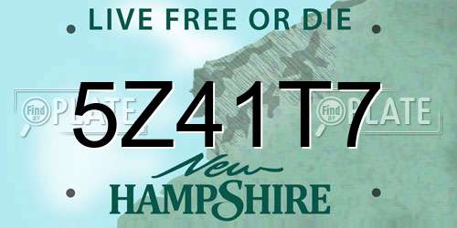 5Z41T7 New Hampshire License Plate