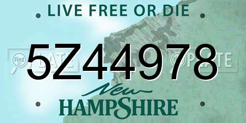 5Z44978 New Hampshire License Plate
