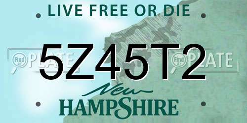5Z45T2 New Hampshire License Plate