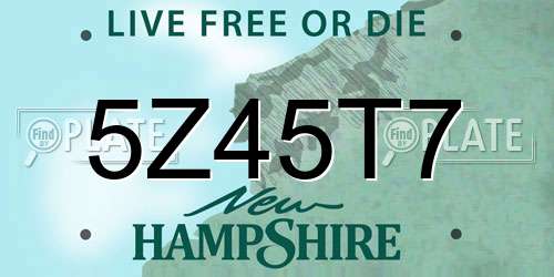 5Z45T7 New Hampshire License Plate