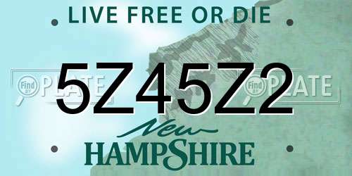 5Z45Z2 New Hampshire License Plate