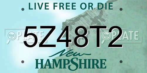 5Z48T2 New Hampshire License Plate