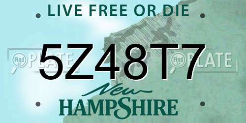 5Z48T7 New Hampshire License Plate