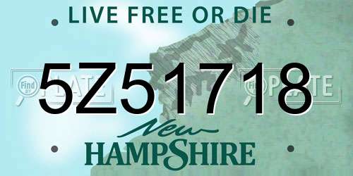 5Z51718 New Hampshire License Plate